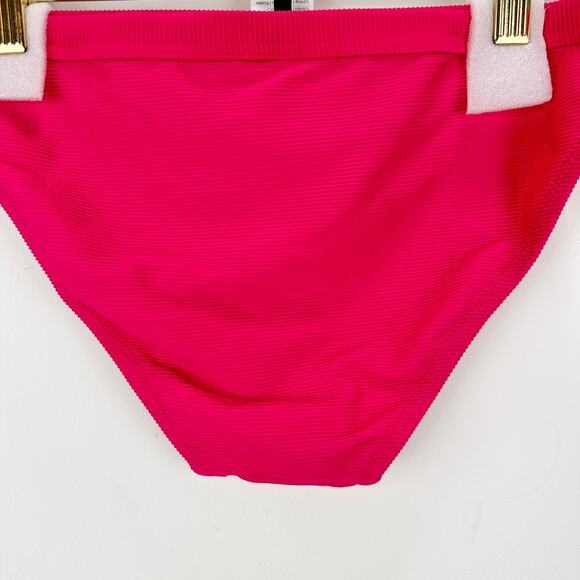 J.Crew Ribbed Trim Hipster Full Coverage Bikini Bottom Pink Beach Resort M NWT - Picture 7 of 10